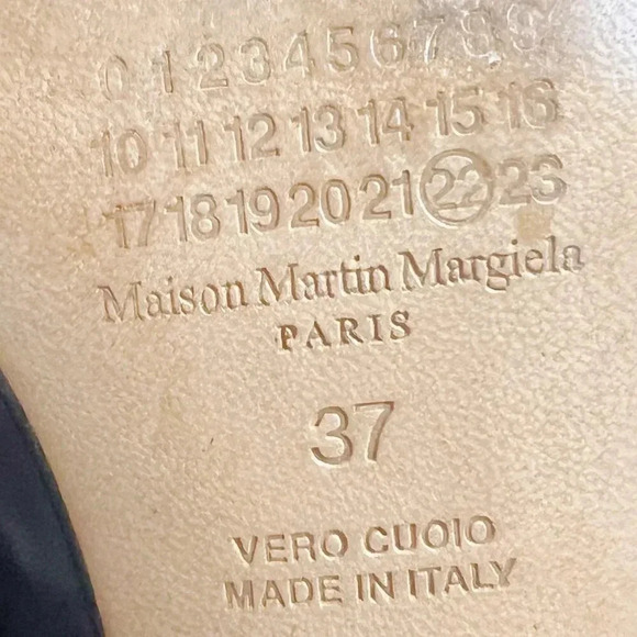 Maison Martin Margiela Paris Black Leather Heeled Booties Size 37 38WU0239 - Picture 5 of 13